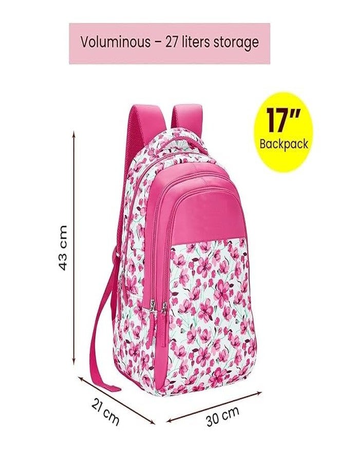 QBLYN Camellia 27 litres Pink School Backpack School Bag School Backpack College Backpack Travel Backpack Office Backpack Multipurpose Backpack Picnic Bag for Boys & Girls - Image 5